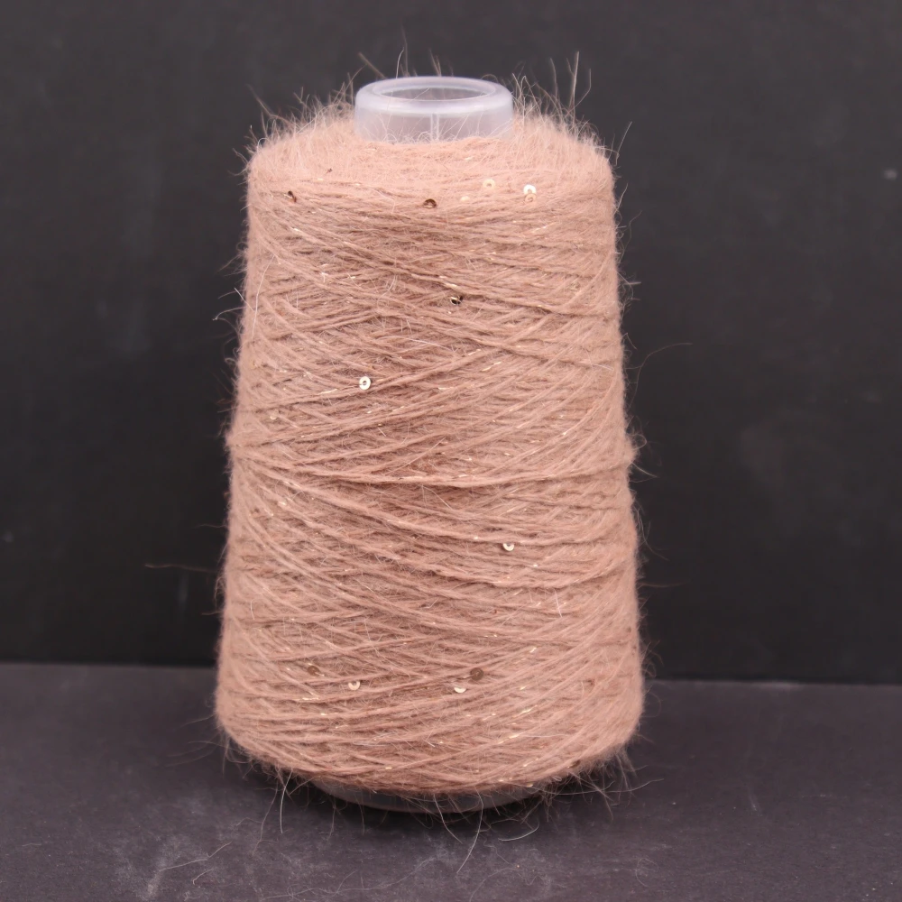 100g 600m Angora 2mm sequin  lurex yarn Angora rabbit hair cashmere wool long mink yarn Soft fluffy