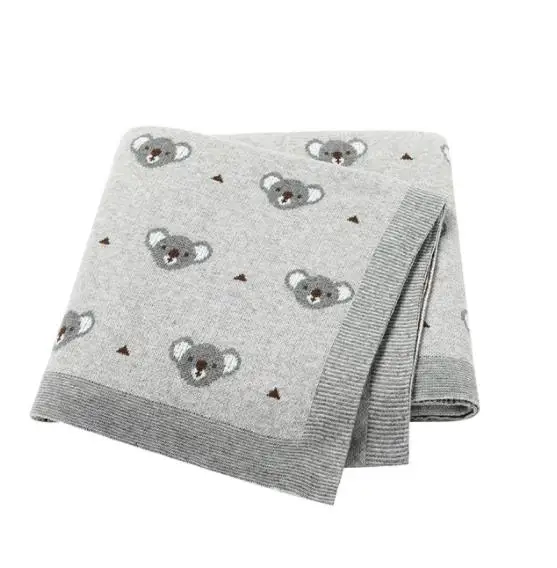 Wholesale cartoon animal baby blanket cotton newborn baby cable knit throw blanket