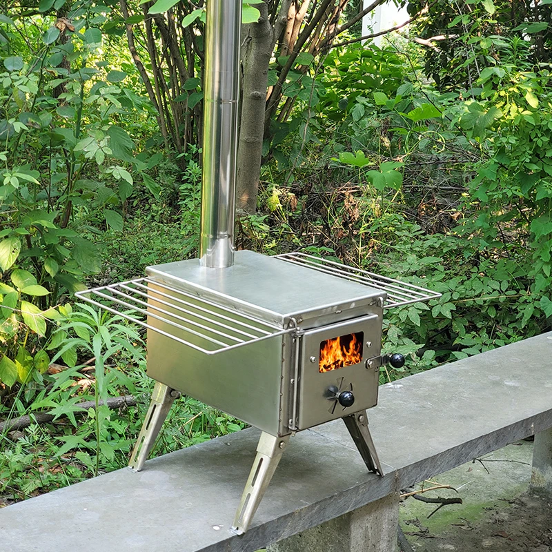 Outdoor Mini Camping Stoves Wood Burning Stove Portable Stainless Steel  Wood Burning Stove