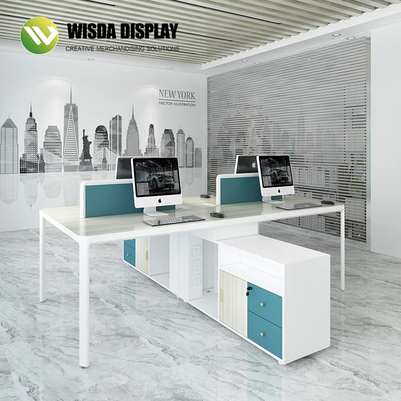 Wisda simple wooden  European style  Ergonomic office Staff Table Studio Workstation open space desk
