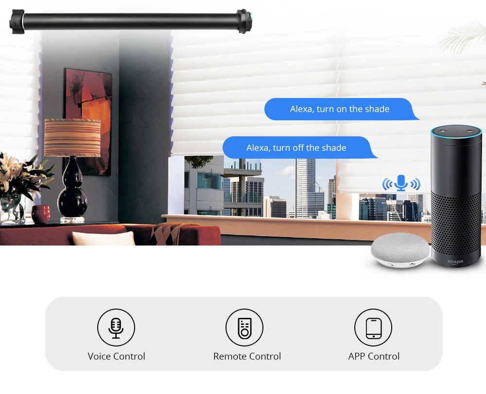 Glomarket WiFi Smart Type Electric Curtain Motor Zigbee Automatic Home Remote Control Metal Material Curtains Tubular Motor