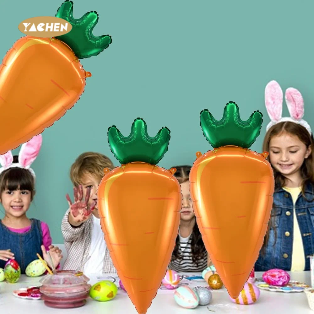 Yachen Happy Easter Globos Balloons Ribbon Bunny Eggs Carrots Chick Aluminum Foil Balloons for Spring Easter Party Decoration