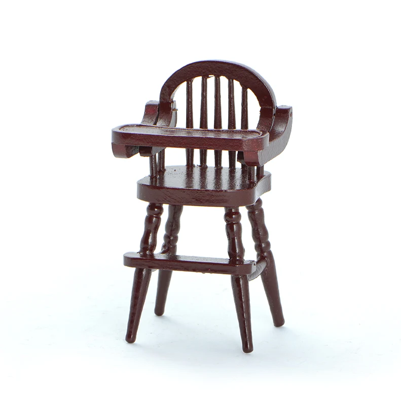 Dollhouse Miniature 1:12 Scale Wooden High Chair for Baby Nursery Room Decor Furniture Doll House