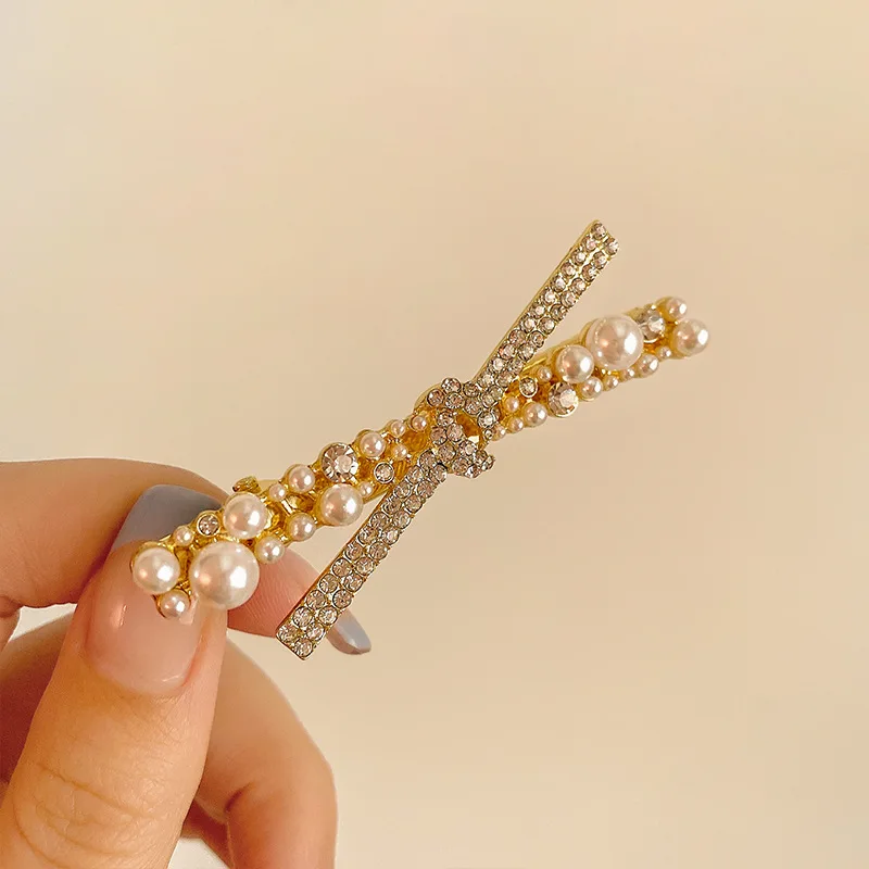 Fashion Pearl Bow Head Side Hairpin Korean Handmade Hair clip Hairpin for Kids Girl (H015C)