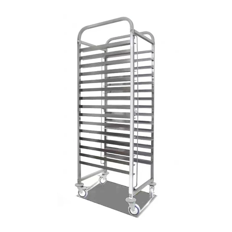 Customized top standard quality stainless steel bakery rack trolley food service tray carts 15/16/18/20/32 tiers trolley