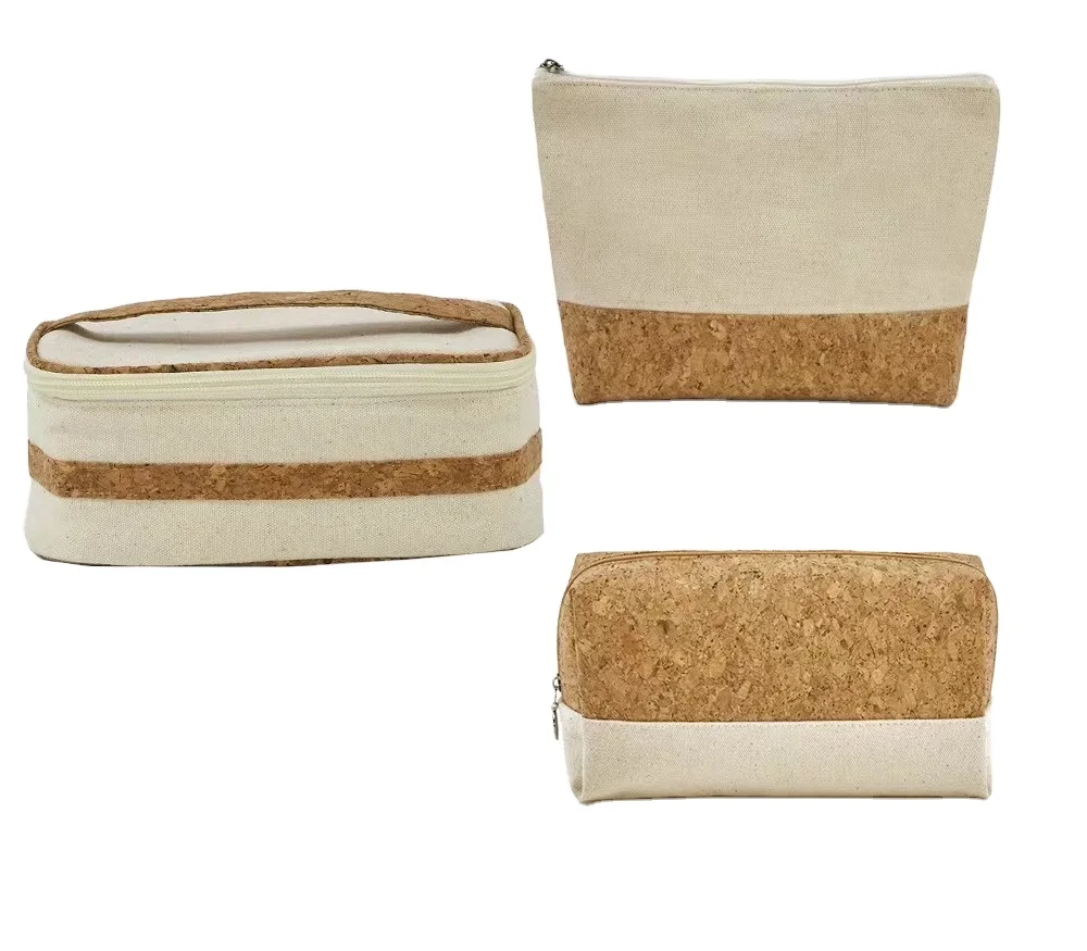 Cotton canvas to arrange travel bag color wood grain wash gargle to receive package suits environmental cork cosmetic bag