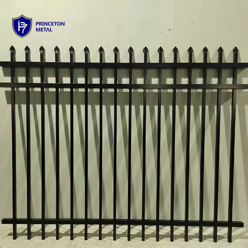 Metal commercial style black matting 8*6 feet spike top welded tubular fence for project and distributor
