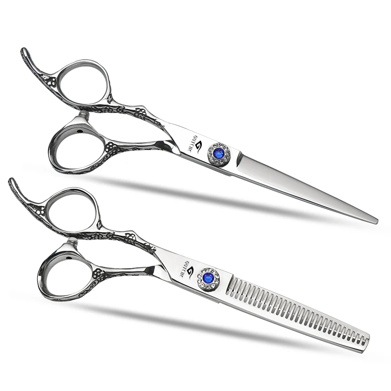 Left hand scissors hair professional Blue stone barber hair  cutting scissors 6.0 thinning scissors
