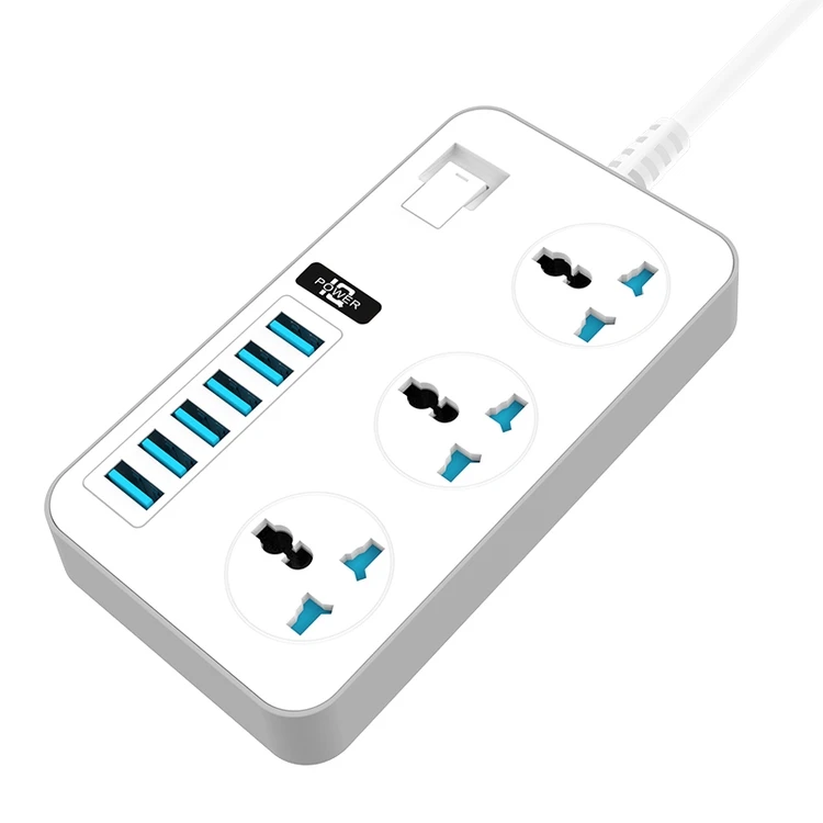 Manufacturer Direct Supply 16a Rated Current Power Socket Strip With 3 Sockets And 6 Usb Charging Ports