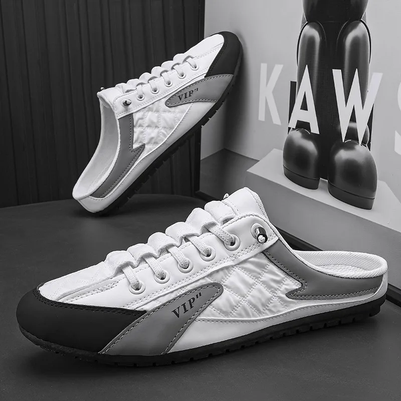 Bean Bag Shoes Male 2023 Spring/summer Men's Flat Bottom Casual Shoes Trendy Soft Sole Half Support Male Trendy Shoes