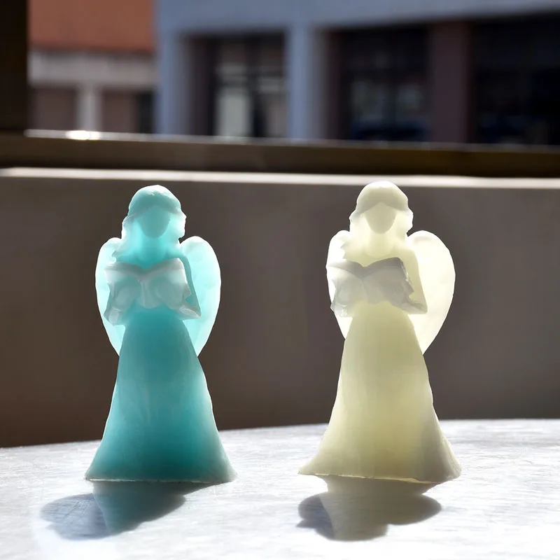 Fashion Design Reading Book Angel Girl Candle Mold Silicone Angel Mold