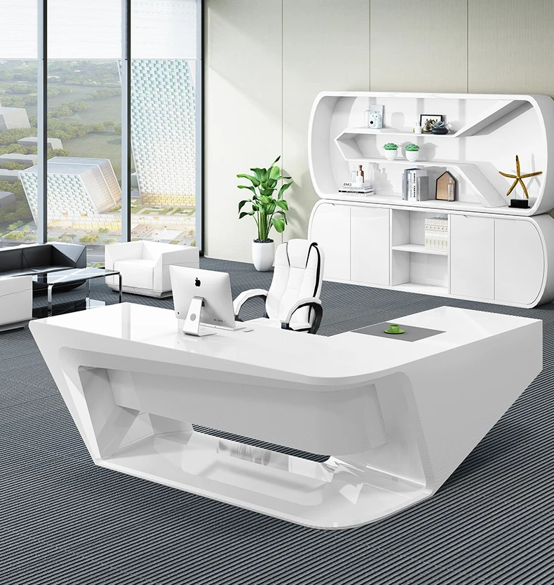 Высокотехнологичная белая офисная мебель I-образной формы, дизайн офисного стола руководителя из Китая