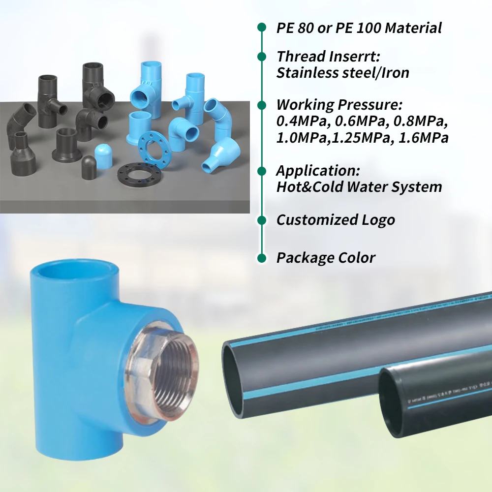 LESSO large circulation capacity drip irrigation uv resistant 25 32 40 50 63 75 90 110mm pe pipe for irrigation and sprinklers