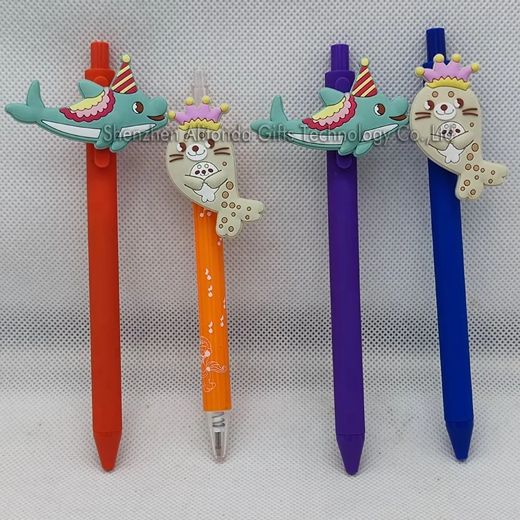Custom promotional logo pen personalized shape baby cartoon figure pvc promotional ballpoint gel pen for advertising