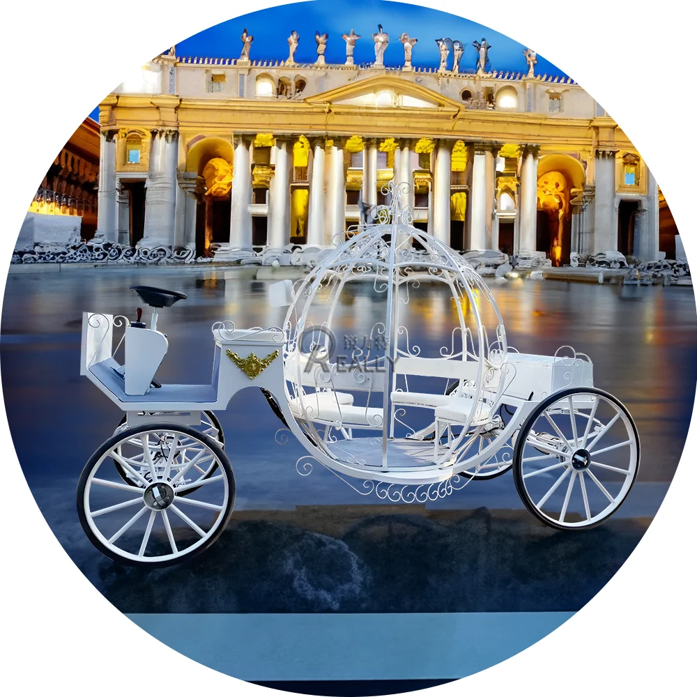 2025 Golden Pumpkin Horse Carriage For Wedding princess Horse chuck Wagon Sightseeing Tourist Horse Drawn Carriage