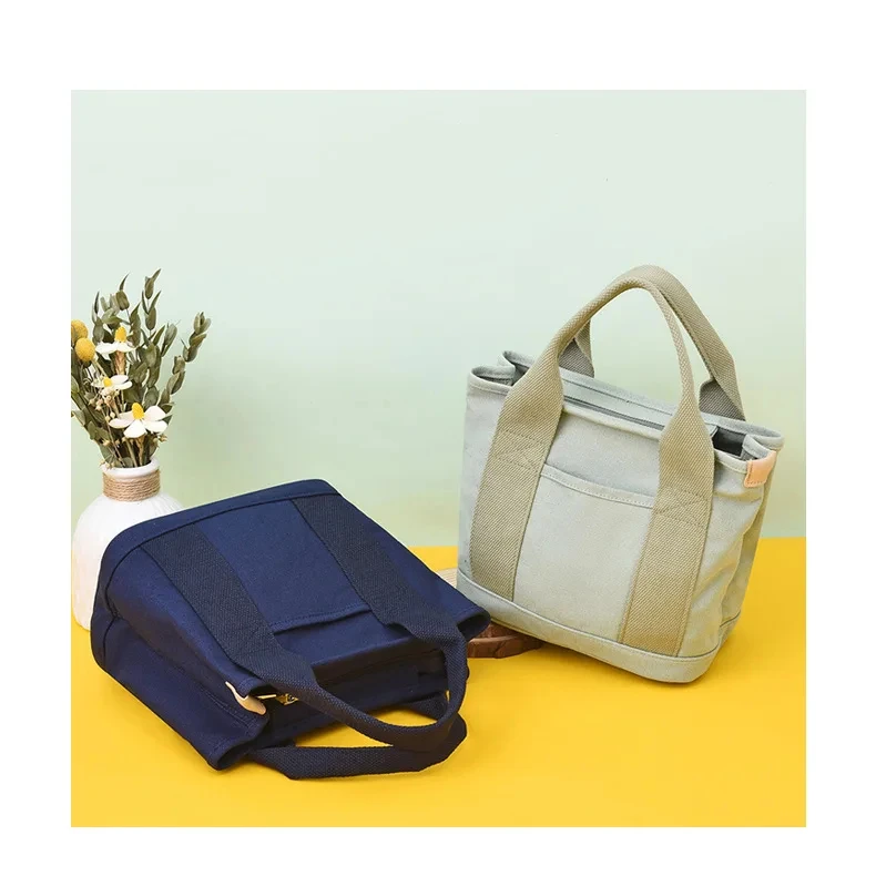 Customized Large capacity Office Lunch bag Portable cosmetic bag Mini Tote Outdoor Storage handbag Cotton Canvas bag