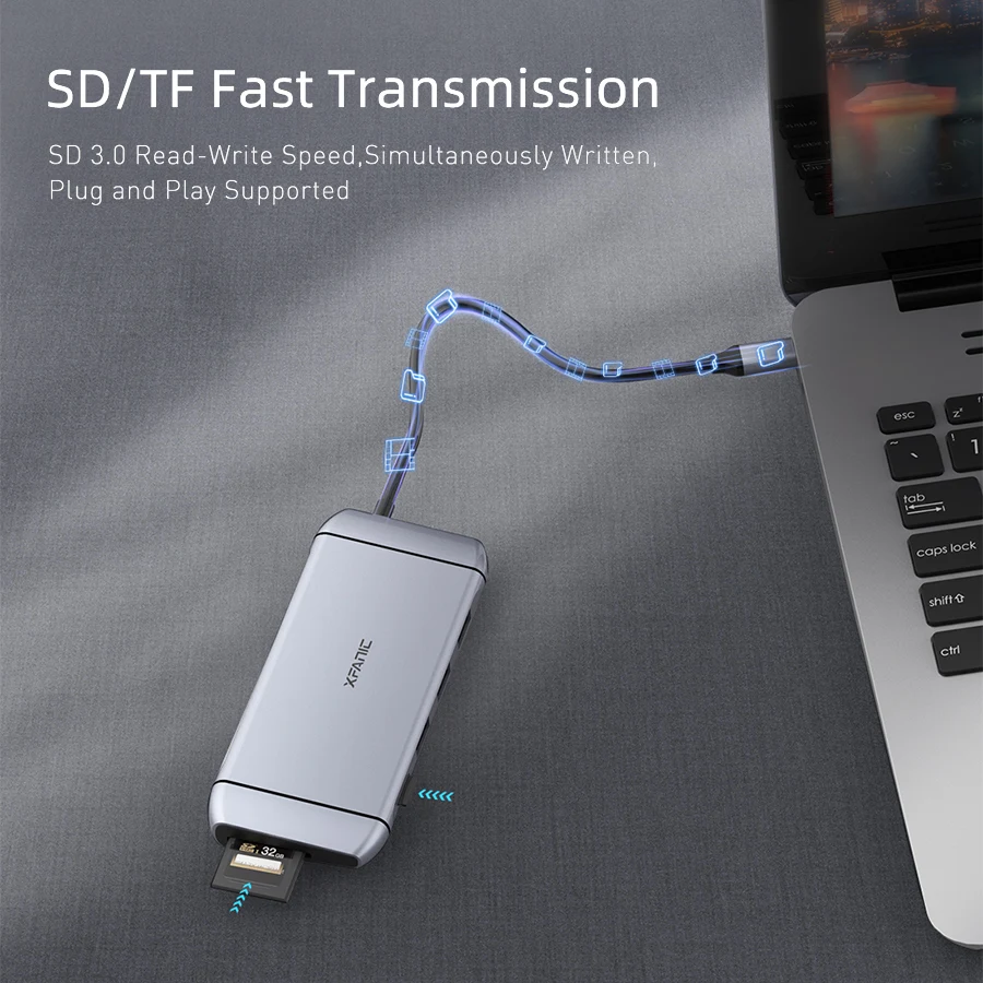 Factory 9 in 1 Type C Dock Aluminium Alloy  SD Card Reader RJ45 LAN 3.1 3.0 VGA Video Transfer HDMI RJ45 PD