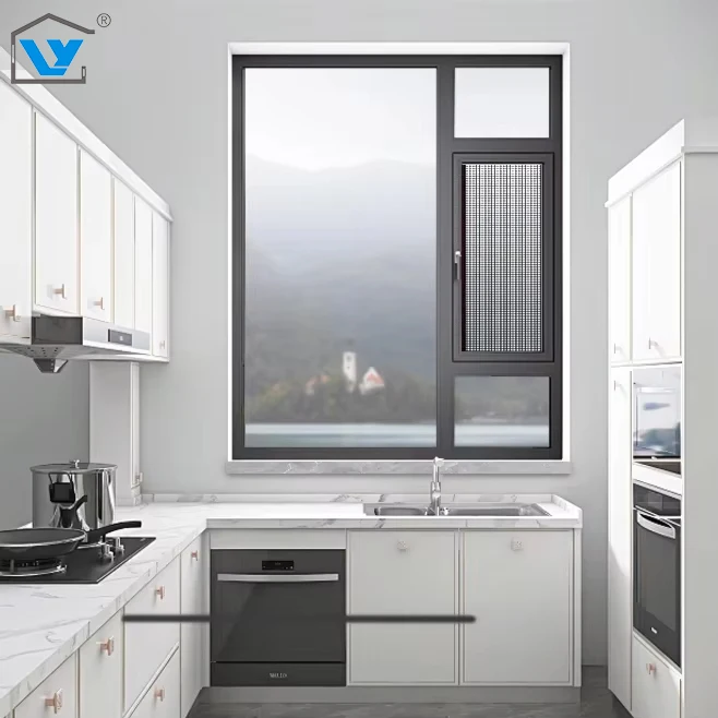 Double tempered glass aluminum alloy ultra-thin casement window horizontal opening impact resistance thermal breakage