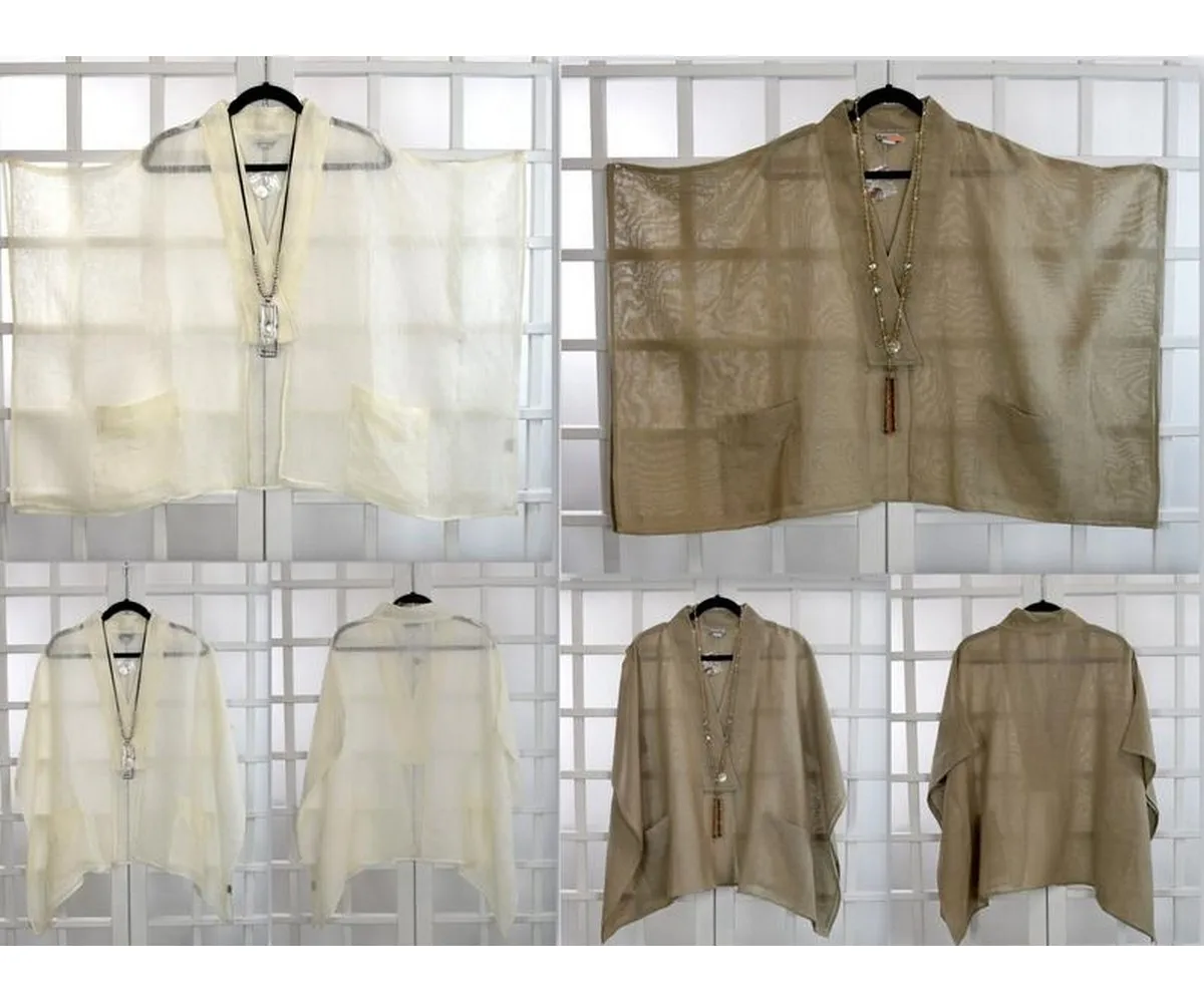 Super Designer Oversize Bolero Jacket Swing Linen Poncho Style One Size Natural Color Fits S to 3X