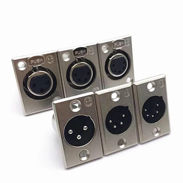 Xlr socket male female Jack Connectors 3 pin 4 pin 5 Pin Metal XLR Speaker Panel mount socket Connector