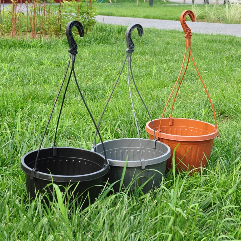 Ronbo Sunrise 10 Inch Outdoor Garden Round Durable Nursery Plastic Hanging Basket Planter Pots