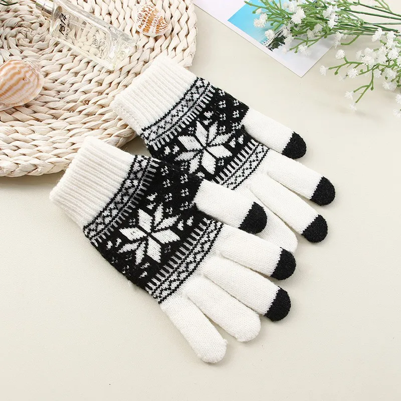 Thickened Korean Version Cold Proof Touch Screen Unisex Warm Acrylic Knitting Winter Gloves