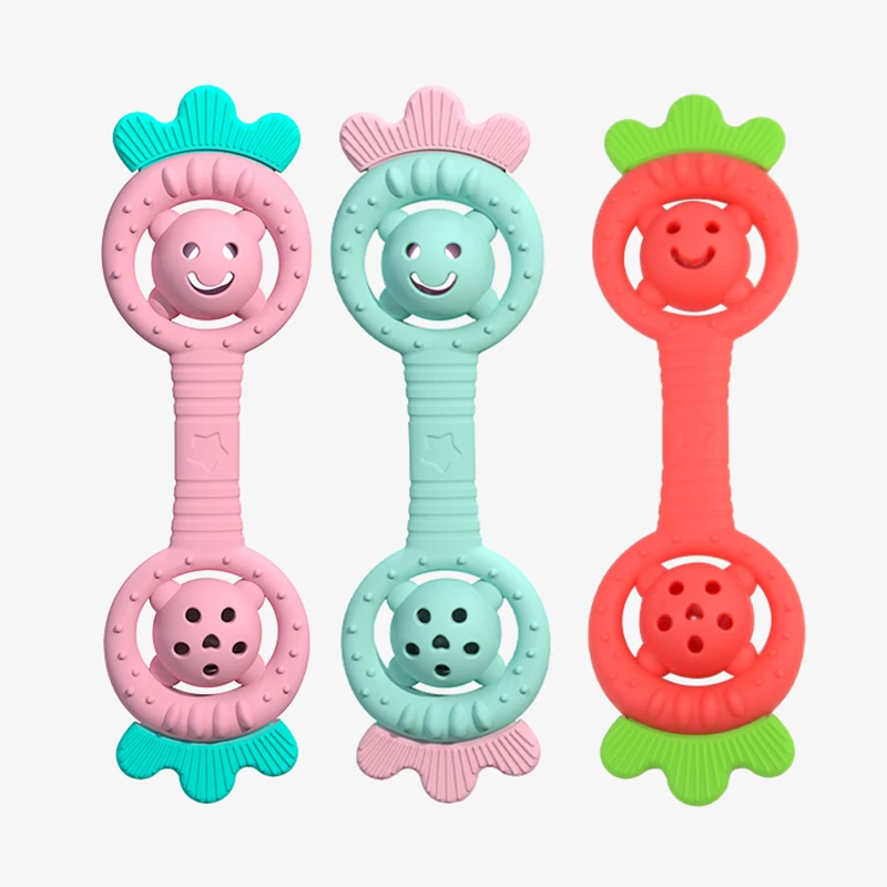 Oem Silicone Baby Teethers Chewable Strawberry Shape Baby Silicone Rattle Toy baby teethers
