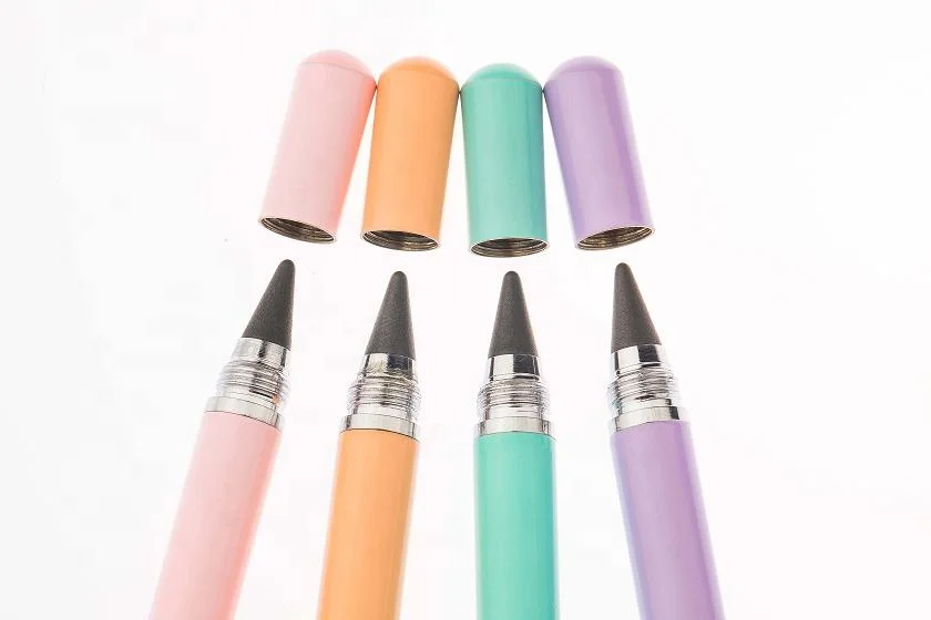 Durable wear-proof and long life use pencil tip 2 in 1 promotion metal hb pencil with eraser topper for office and school