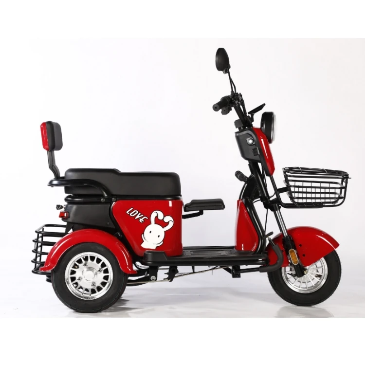 Wholesale Price Small Fashion 3 Wheels Moped Scooter 48V 600W 500w City Electric Tricycle with Child Seat Union Bench for Adults