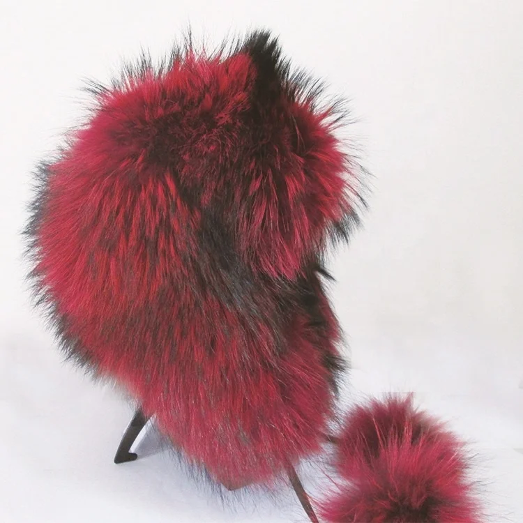 XJ Chinese raccoon fur fashional style natural winter warm style ski hat manufacturers animal real fur hats
