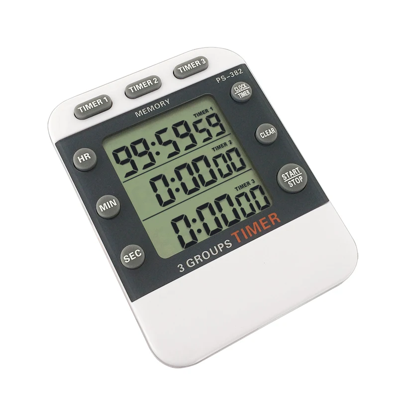 Portable Teaching ABS Plastic Surface Mini Digital LED Screen 3 Channel Alarm Remind Manual Electronic Countdown Timer Stopwatch