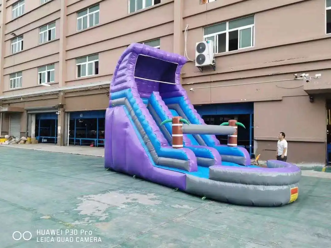 Прямая продажа с фабрики 16 футов фиолетовый тропический водная горка для вечеринок Монстр надувные игрушки