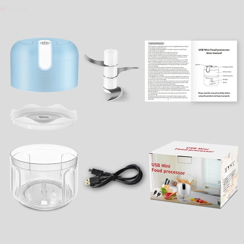 250mL Mini Electric Garlic Chopper USB Rechargeable Meat Vegetable Grinder Blender Kitchen Gadgets
