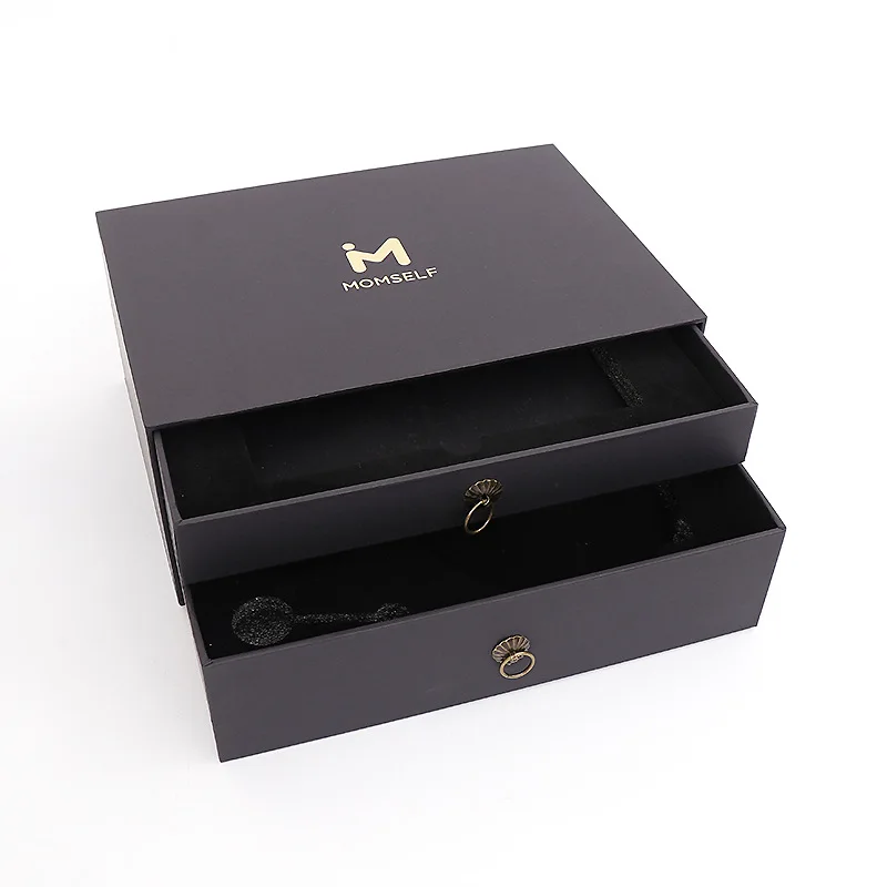 
OEM ODM Makeup Boxes Case Professional Beauty Flower Packaging Facial Cream Cosmetic Box Black 