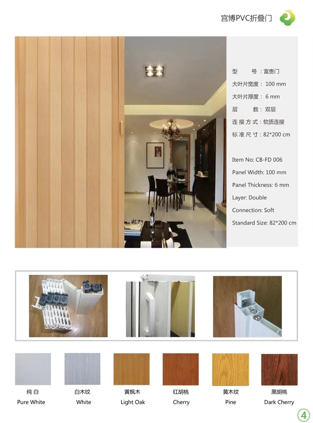 Conbest Factory Cheap Price Toilet Plastic Partition PVC Folding Accordion Door For Home