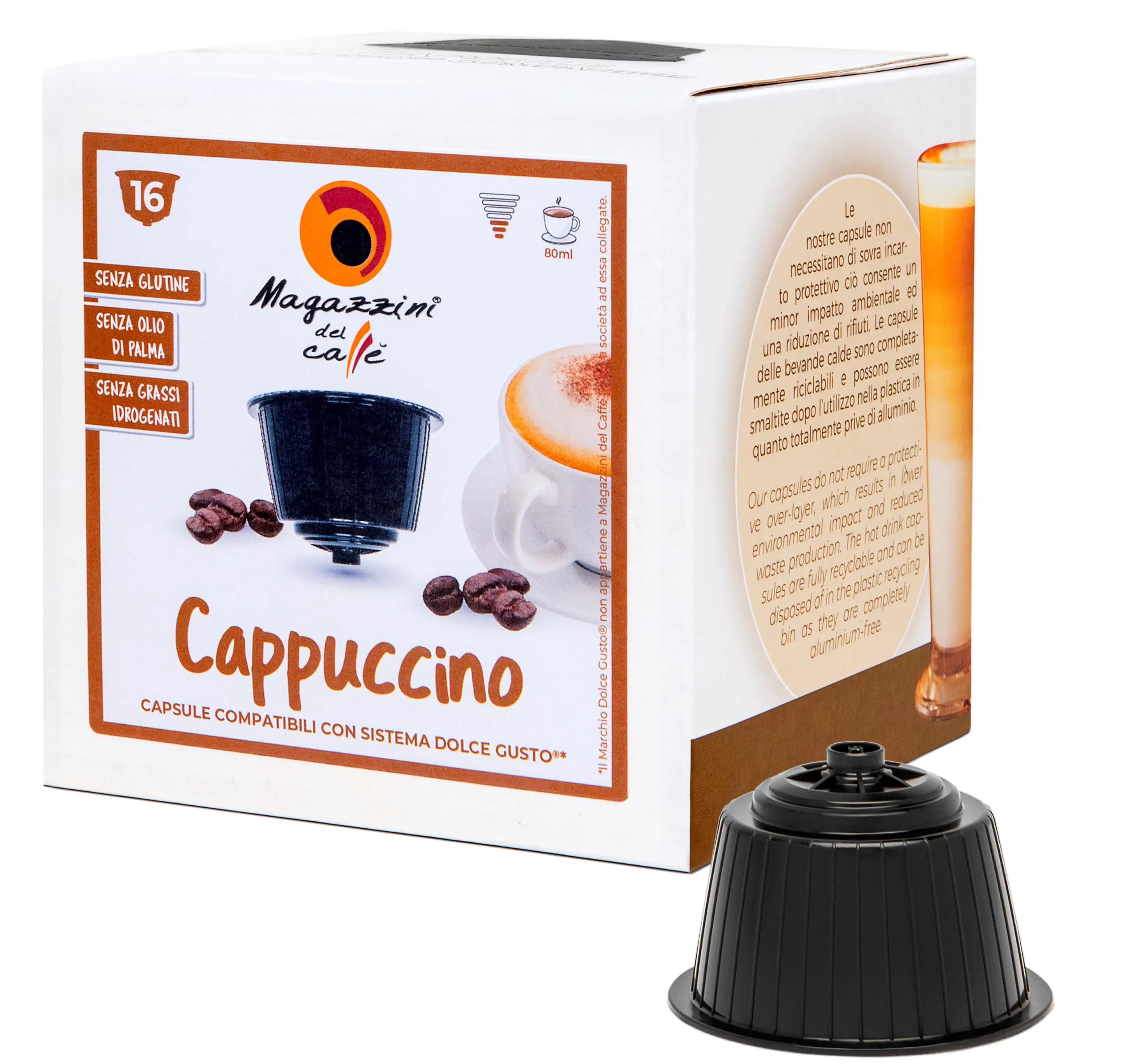 ITALIAN CAPPUCCINO DOLCE GUSTO COMPATIBLE  COFFEE CAPSULES 16 PER BOX PRIVSTE LABEL