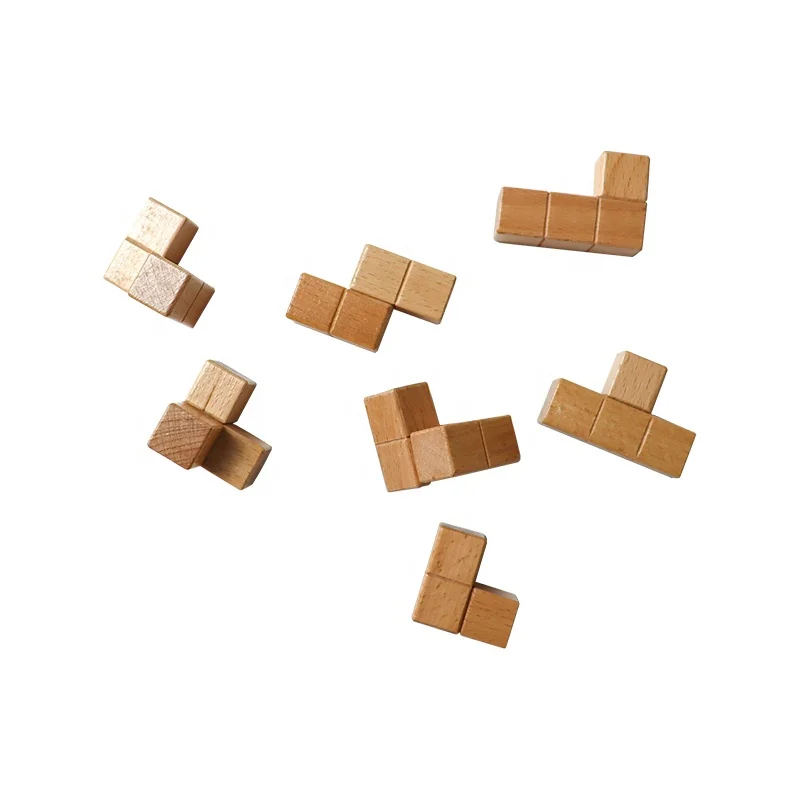 C01204 3D 3x3x3 Magic Cube Wooden Brain Teaser Math Puzzle  Large Size Soma Wooden Cube Puzzle Teris for Adults