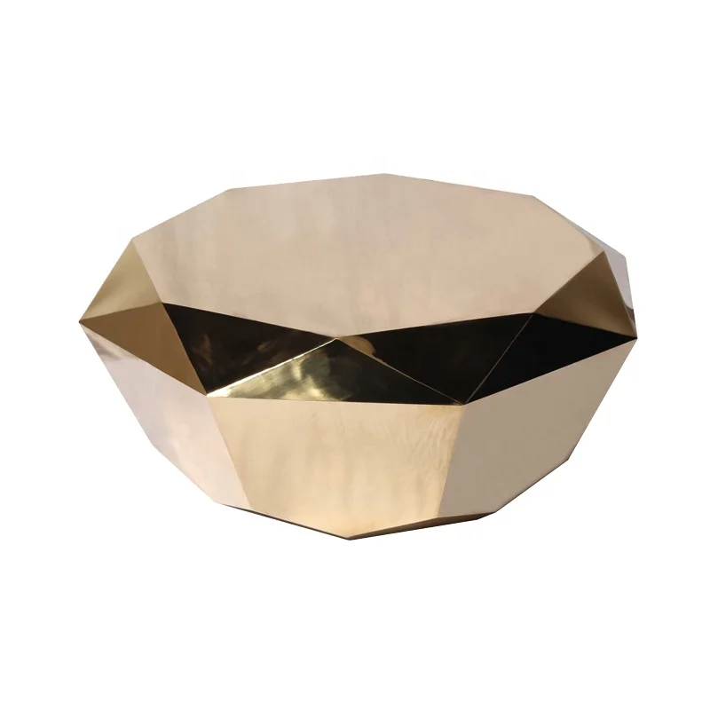 luxury polished Italy design electroplating gold crushed diamond coffee table