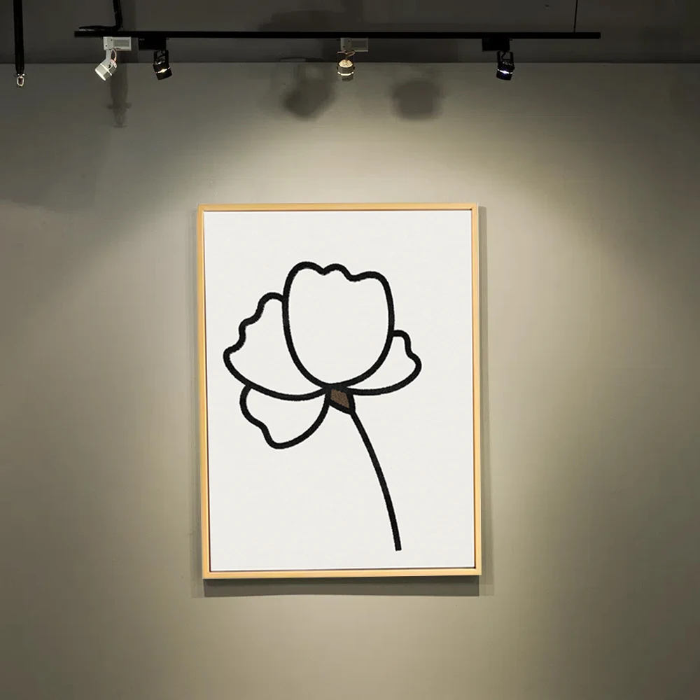 FLOWER1-Wall Hanging Decorative Paintings Abstract Simple Wooden Frame  White Blue And Other Color Blocks Wall Art Canvas Prints