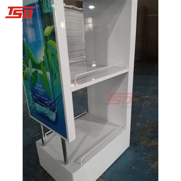 custom retail store wood mineral water soft drink melon bottle display shelf  rack stand