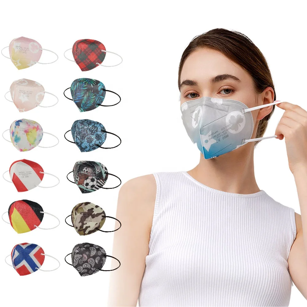 Andum складной FFP2 тонкой деревообработки анти Одноразовый Респиратор для лица зимние дышащие Печать Половина маска для лица