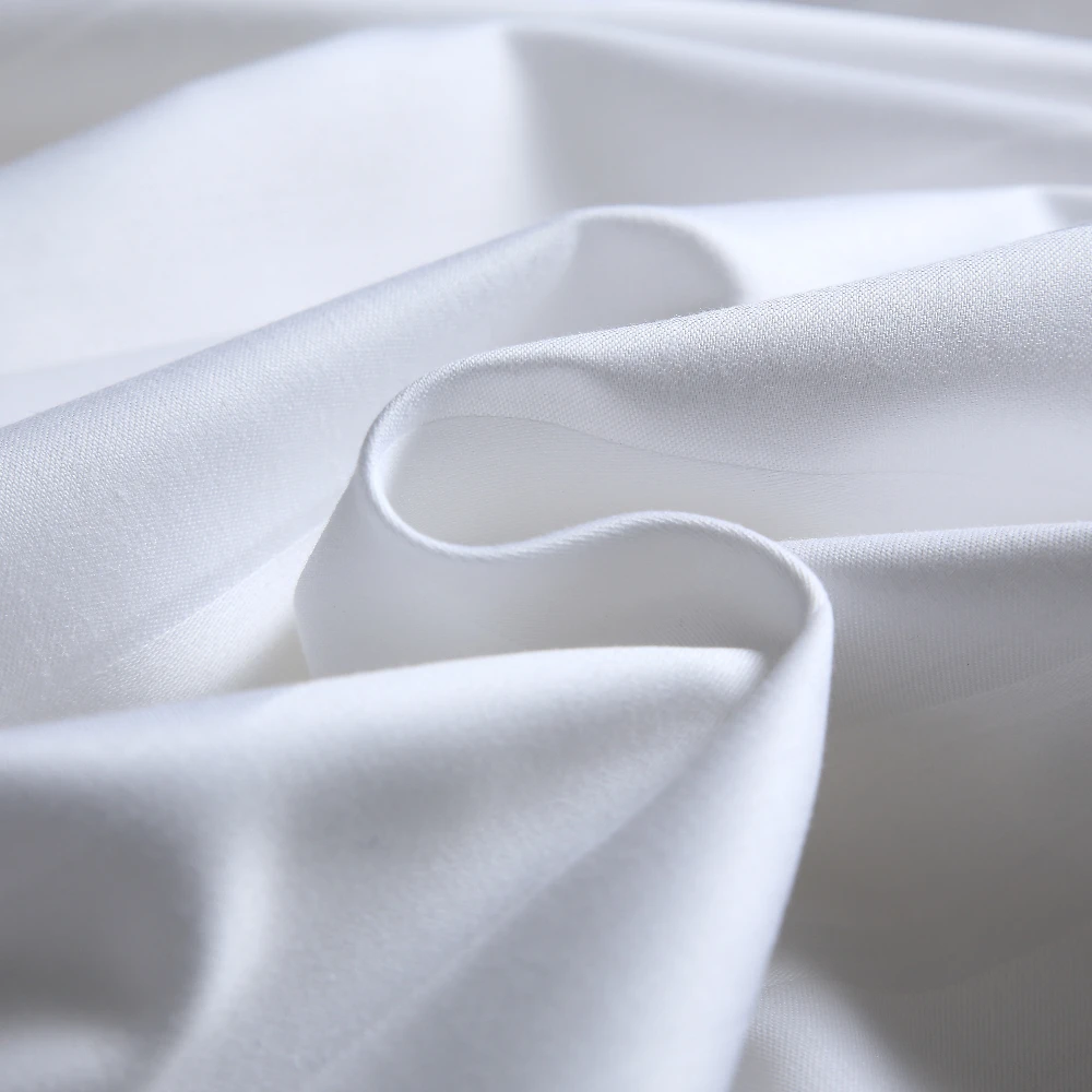 200TC 300TC  400TC Premium Plain 100% Cotton Satin White hotel bedsheet fabric in roll for making Bed Sheets Bed Linen