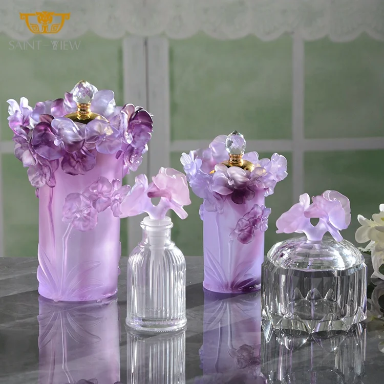 SAINT-VIEW Crystal Madkhan Burner Mubkhar Bakhoor Censer Tray Set Liuli Decor