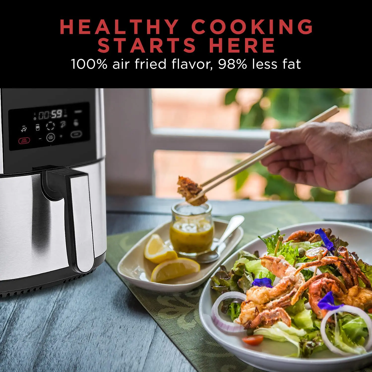 Electric Hot Air Fryers Cookers Digital Touch Screen Large Air Fryer Fast Quiet Cooking Air Fryers With Safe Basket