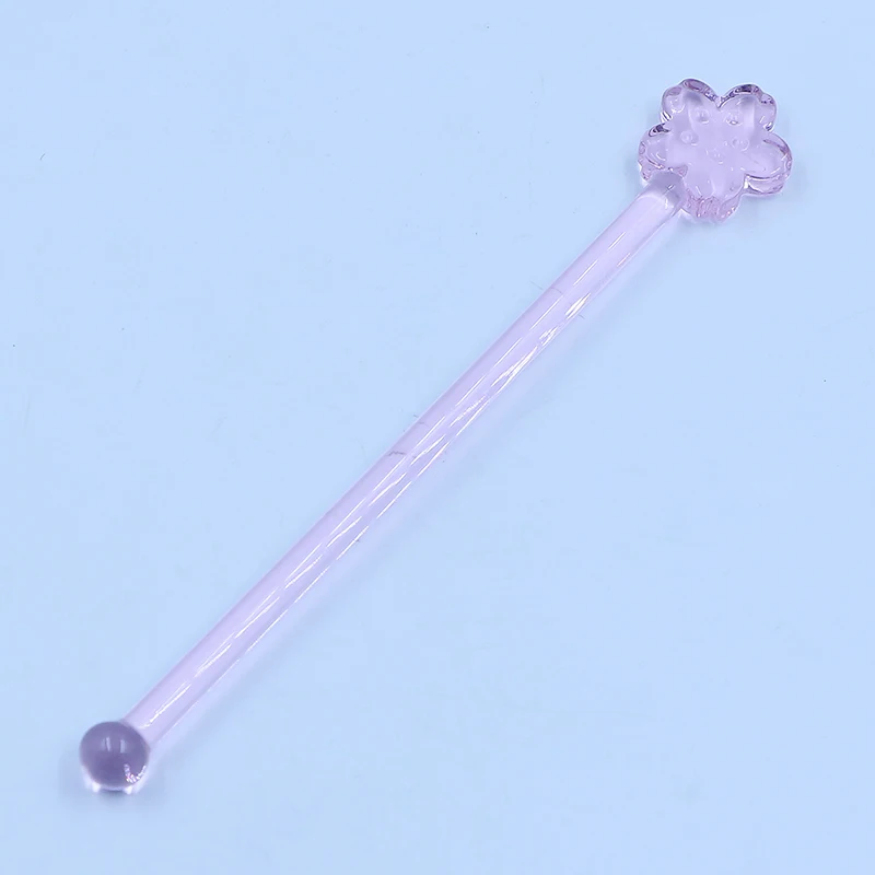 Handmade Pink Color Murano Drink Art Glass Cocktail Swizzle Stick