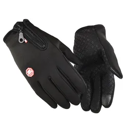 Ветрозащитные зимние велосипедные перчатки унисекс, мотоциклетные велосипедные перчатки с сенсорным экраном, спортивные лыжные теплые перчатки с пальцами, черные