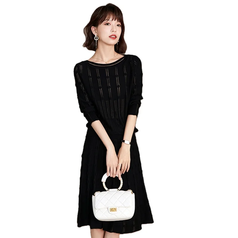Factory Blank Wholesale Factory Custom Ladies Long Casual Tunic String OEM Women Skirt Knitted Dress