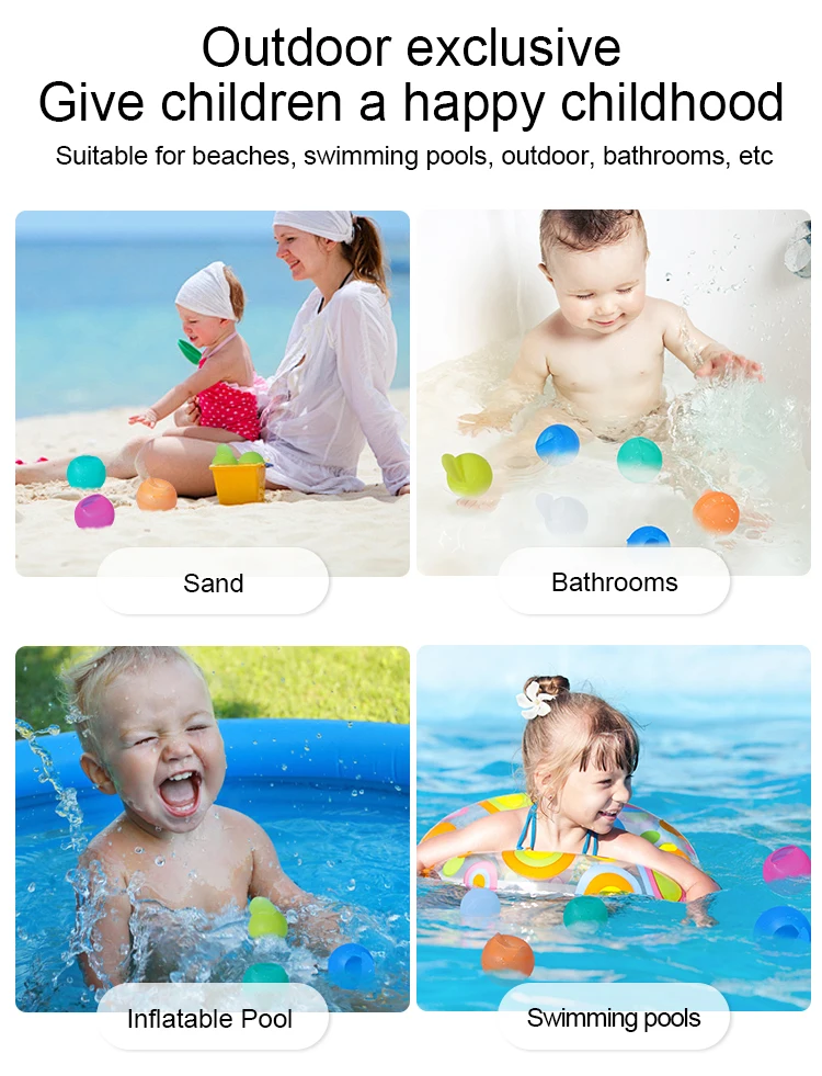 Custom Eco Summer Colorful Silicone Blaster Water Bomb Balls Silicone Quick Reusable Water Bomb Balloons for Kids Water Fight