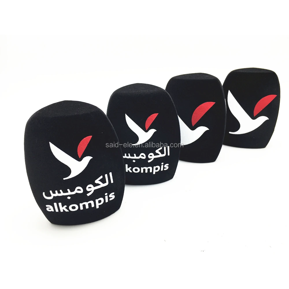 Studio Microphone Noise Isolation Podcast Microphone foam cover logo printed windscreen mic flags
