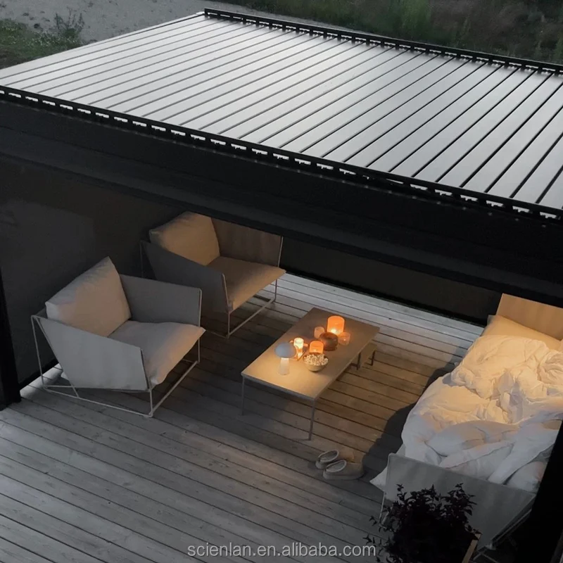 Hot Sales Manual Motorized Easy And Fast Setup Aluminum Pergolas Terrace Roof Rainproof Garden Louver Aluminum Pergola